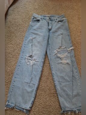 Levi's Light Blue Distressed Straight-Leg Jeans